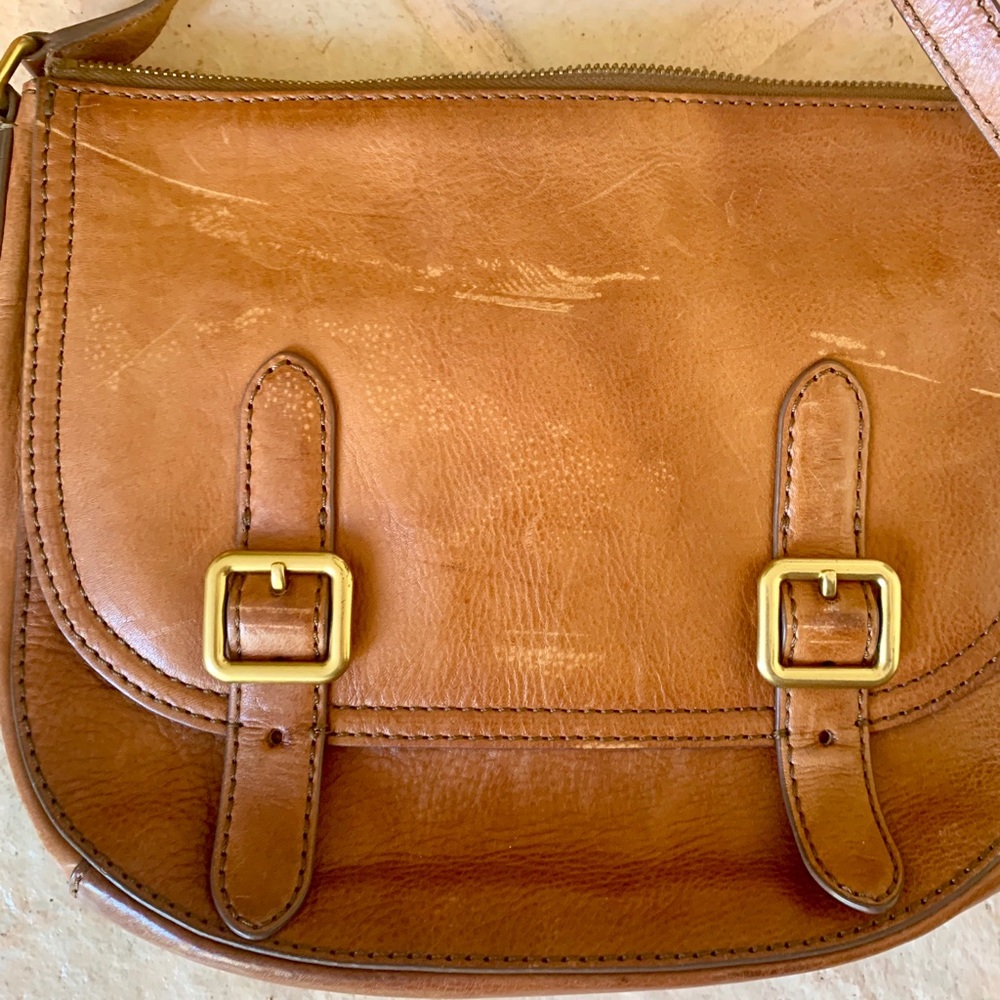 Frye Tan Leather Buckle Crossbody - Picture 6 of 9